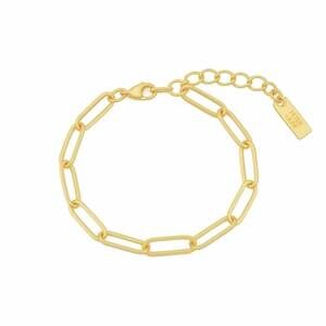 NEW PETER + JUNE women's paperclip charm keeper bracelet in gold